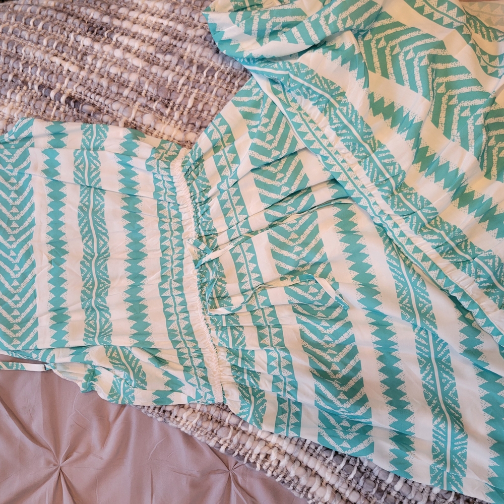 Teal and White Maxi Dress